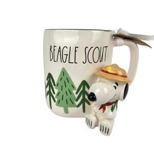 Rae Dunn Peanuts Snoopy Beagle Scout 50th Anniversary 3D Figure Mug